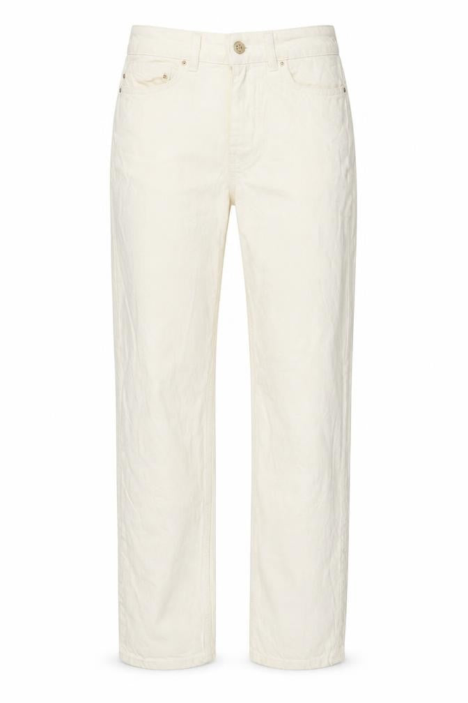 Zara Womens Ivory Cotton Straight Jeans Size 6 L32 in Regular Zip