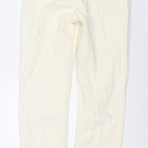 Zara Womens Ivory Cotton Straight Jeans Size 6 L32 in Regular Zip