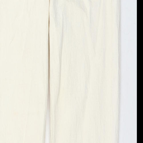 Zara Womens Ivory Cotton Straight Jeans Size 6 L32 in Regular Zip