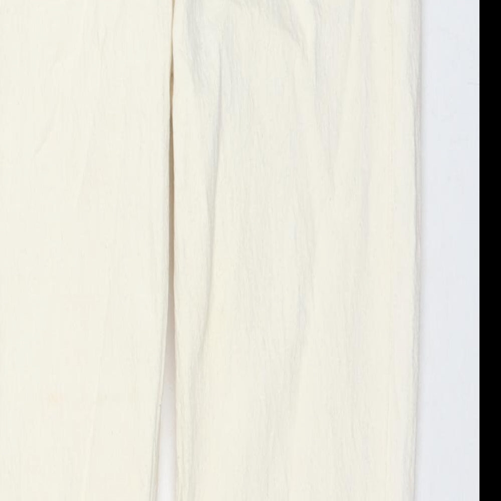 Zara Womens Ivory Cotton Straight Jeans Size 6 L32 in Regular Zip