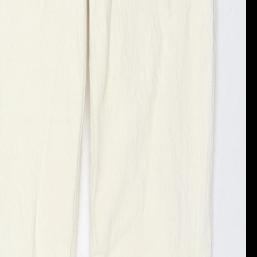 Zara Womens Ivory Cotton Straight Jeans Size 6 L32 in Regular Zip