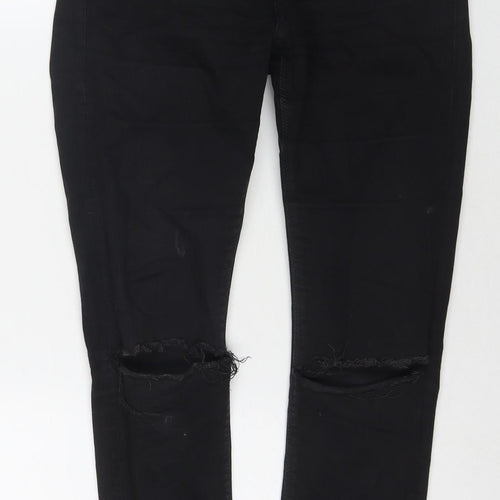 Topshop Womens Black Cotton Skinny Jeans Size 28 L28 in Regular Zip