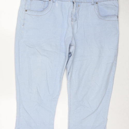 Intuition Womens Blue Cotton Capri Jeans Size 20 L21 in Regular Zip