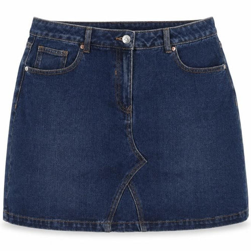 Papaya Womens Blue Cotton A-Line Skirt Size 12 Zip