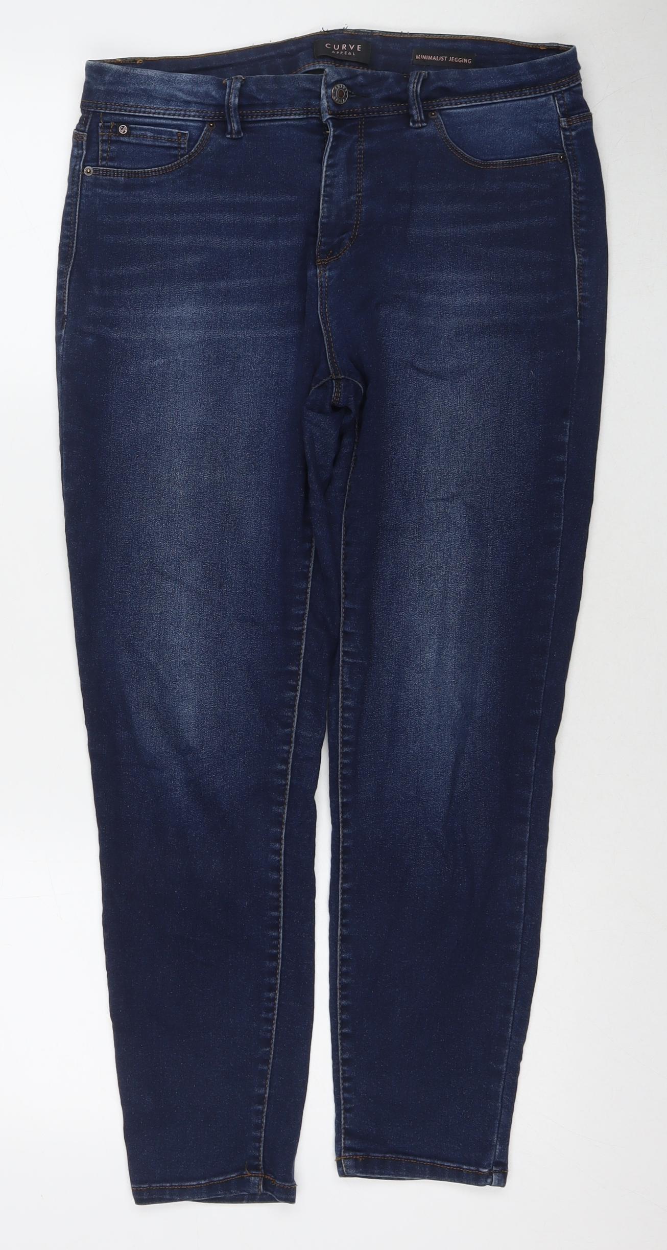 CURVE Womens Blue Cotton Jegging Jeans Size 34 in L26 in Regular Zip