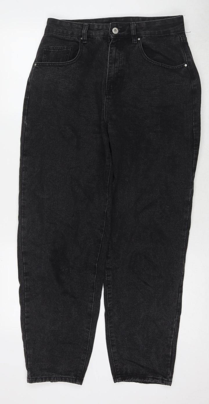 Cotton:On Womens Black Cotton Straight Jeans Size 10 L29 in Regular Zip