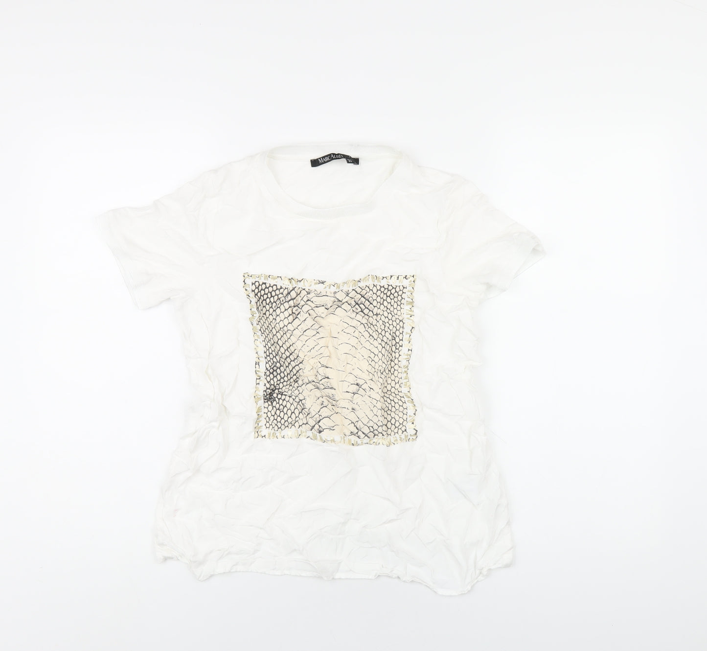 Marc Aurel Womens White Viscose Basic T-Shirt Size 6 Round Neck