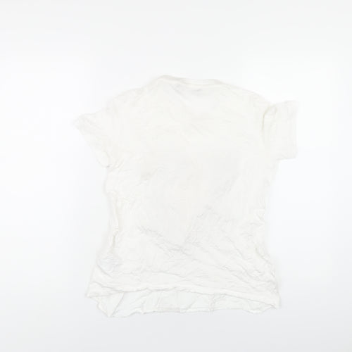 Marc Aurel Womens White Viscose Basic T-Shirt Size 6 Round Neck