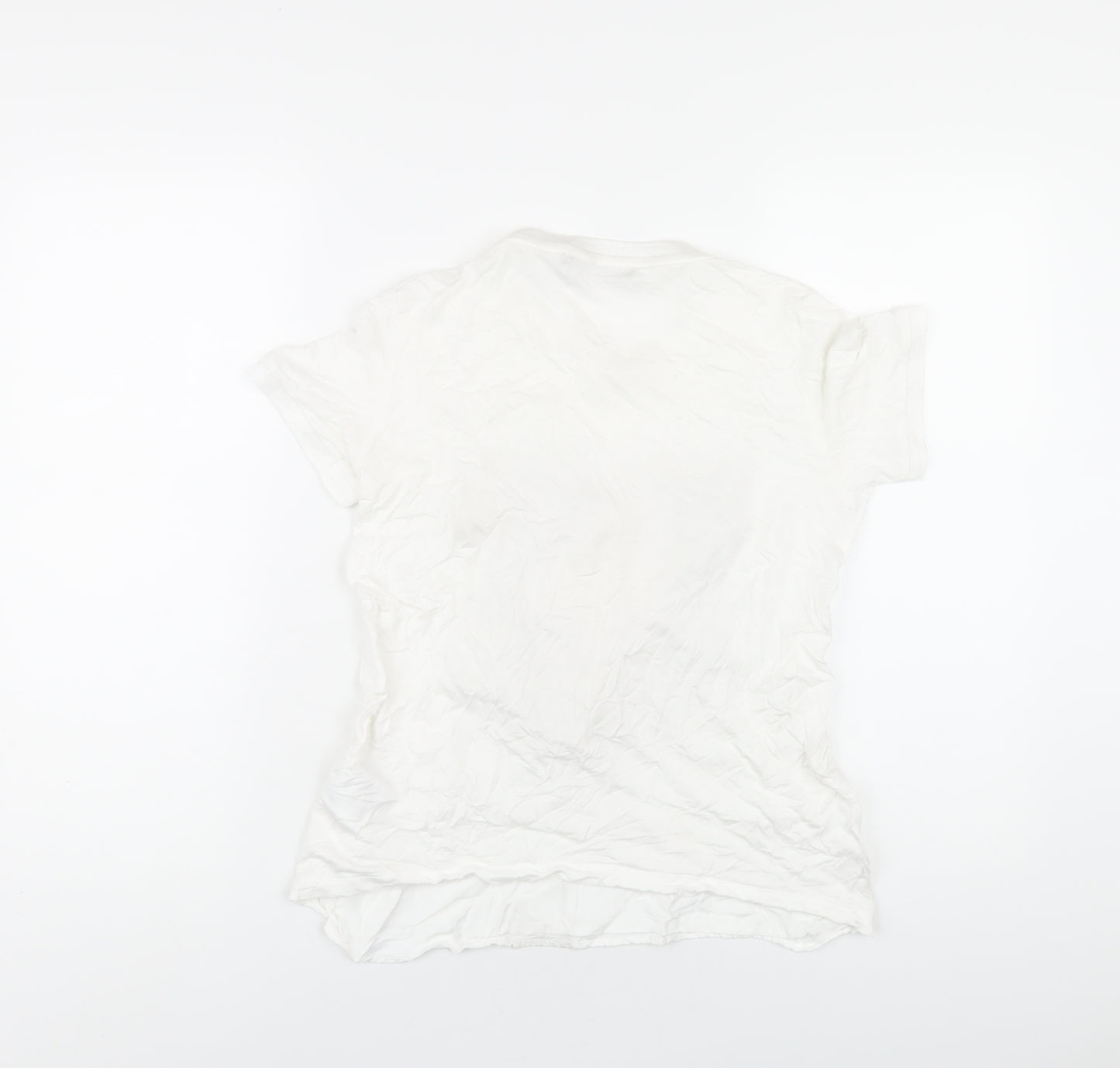 Marc Aurel Womens White Viscose Basic T-Shirt Size 6 Round Neck