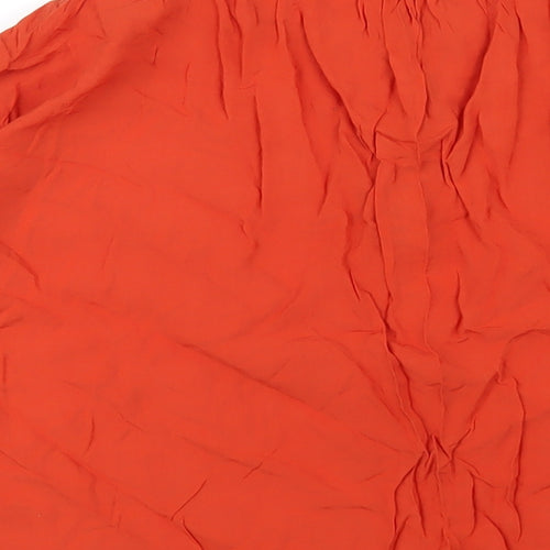 Marks and Spencer Womens Orange Viscose Basic Button-Up Size 16 Round Neck