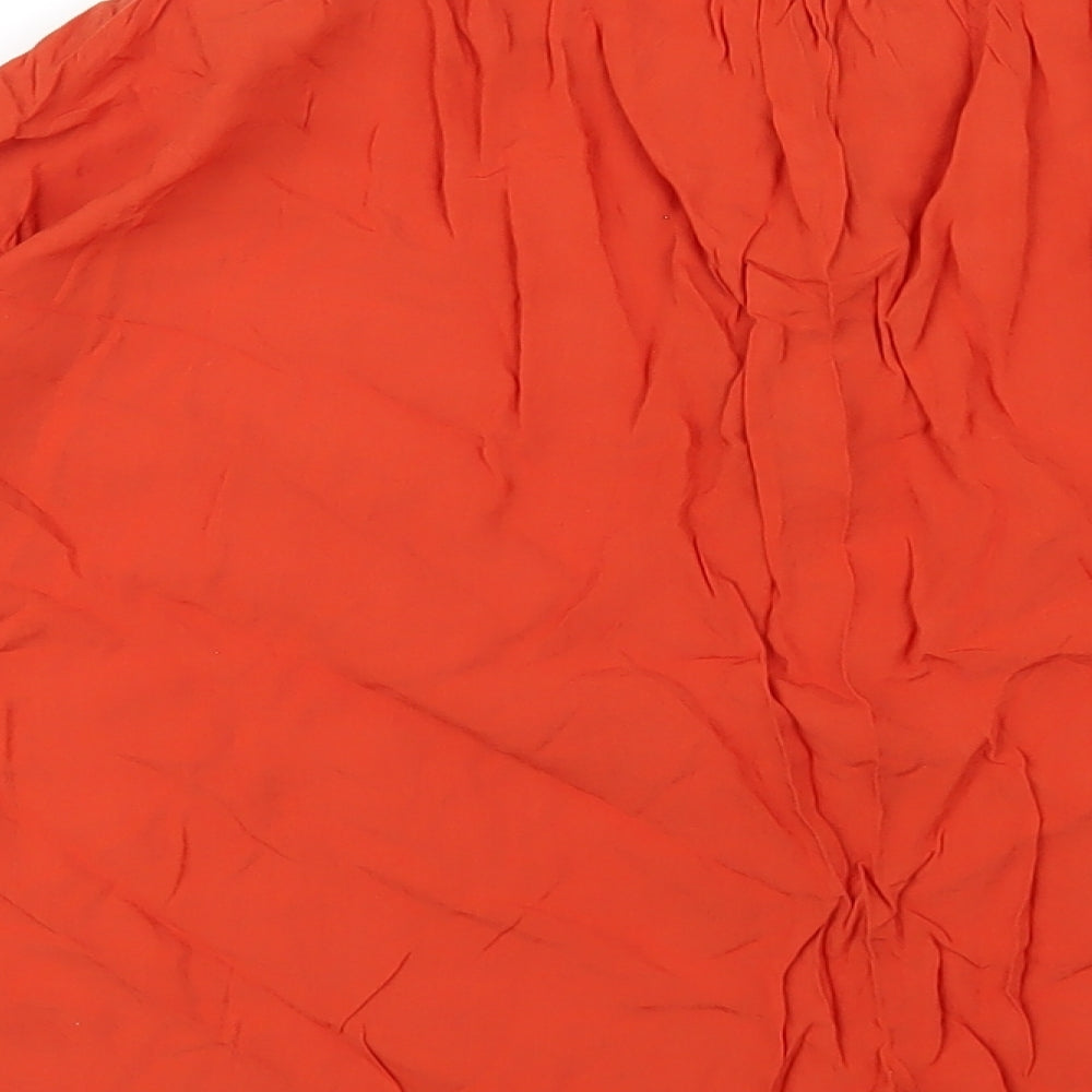 Marks and Spencer Womens Orange Viscose Basic Button-Up Size 16 Round Neck