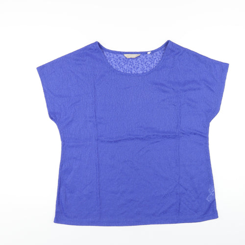 Anthology Womens Blue Polyester Basic T-Shirt Size 14 Round Neck