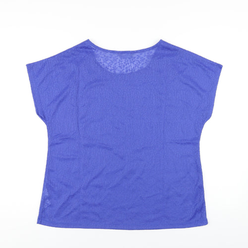 Anthology Womens Blue Polyester Basic T-Shirt Size 14 Round Neck