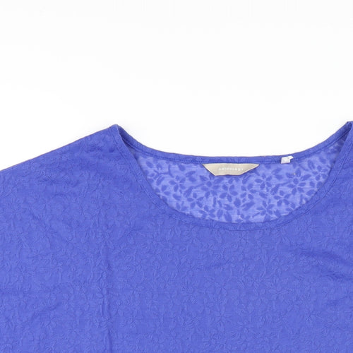 Anthology Womens Blue Polyester Basic T-Shirt Size 14 Round Neck