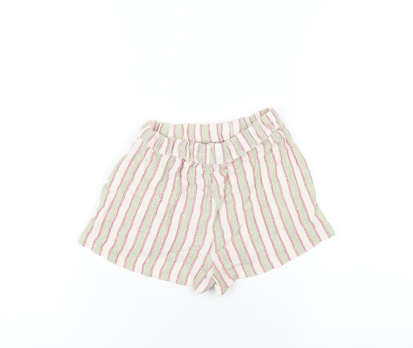 Pull&Bear Womens Multicoloured Striped Cotton Basic Shorts Size XS Regular Drawstring