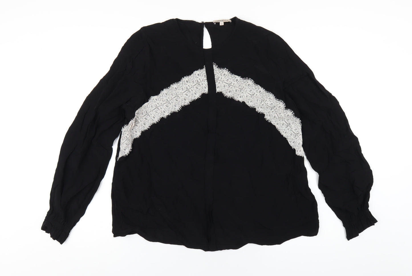 Marks and Spencer Womens Black Viscose Basic Blouse Size 16 Round Neck