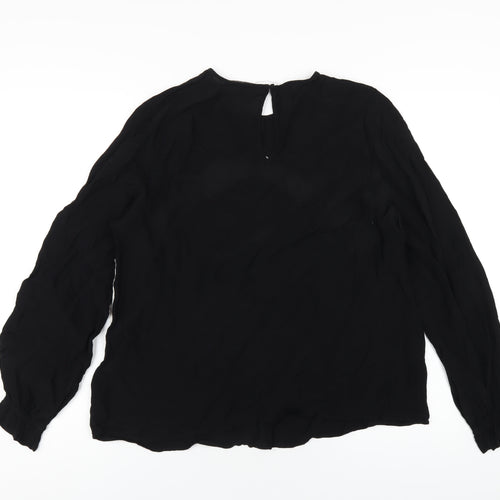Marks and Spencer Womens Black Viscose Basic Blouse Size 16 Round Neck