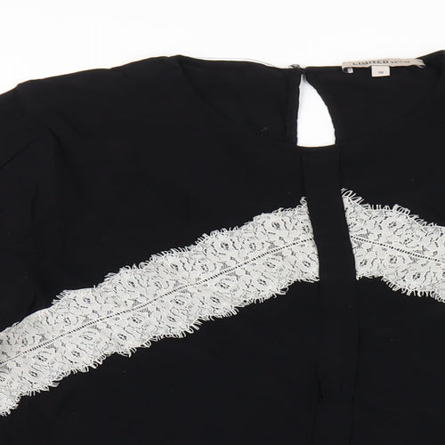 Marks and Spencer Womens Black Viscose Basic Blouse Size 16 Round Neck