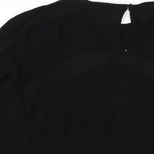 Marks and Spencer Womens Black Viscose Basic Blouse Size 16 Round Neck
