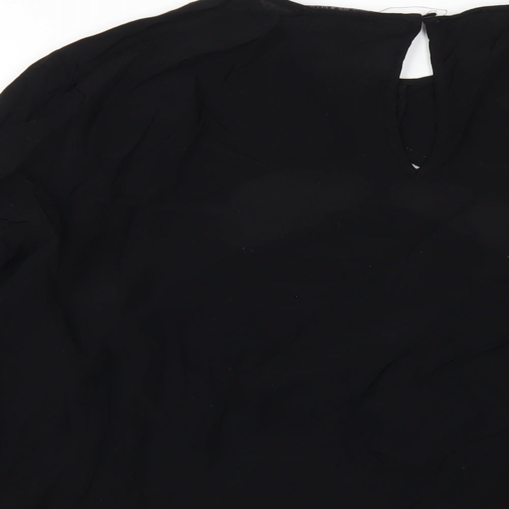 Marks and Spencer Womens Black Viscose Basic Blouse Size 16 Round Neck
