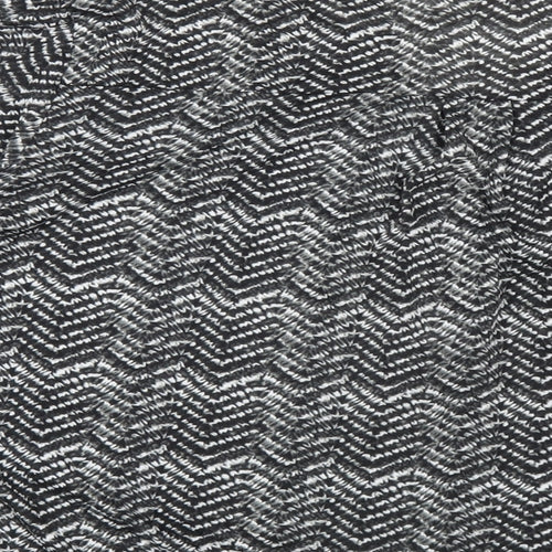 H&M Womens Black Geometric Polyester Basic T-Shirt Size L V-Neck