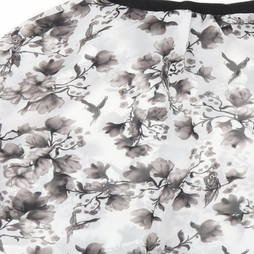 H&M Womens Grey Floral Polyester Basic T-Shirt Size 6 Crew Neck