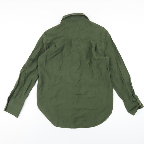 Zara Mens Green Lyocell Button-Up Size XS Collared Button