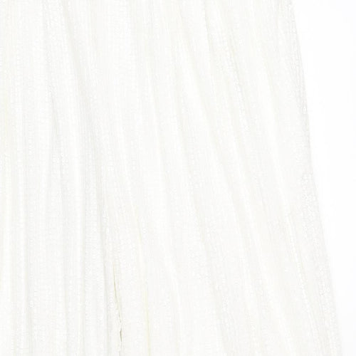 Nasty Gal Womens White Polyester Trousers Size 10 L31 in Regular Zip - Sequin