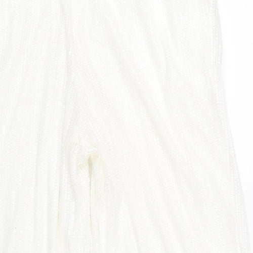 Nasty Gal Womens White Polyester Trousers Size 10 L31 in Regular Zip - Sequin