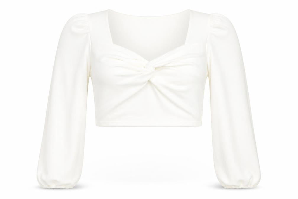 I SAW IT FIRST Womens White Polyester Cropped T-Shirt Size 16 V-Neck