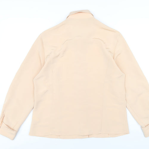 Precis Womens Beige Polyester Basic Button-Up Size 14 Collared