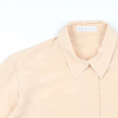 Precis Womens Beige Polyester Basic Button-Up Size 14 Collared