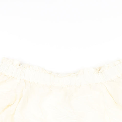 H&M Womens Ivory Cotton Basic T-Shirt Size 4 Off the Shoulder