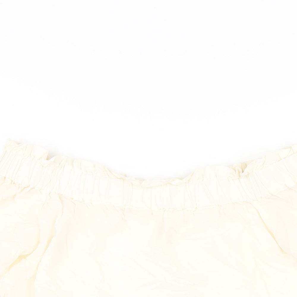 H&M Womens Ivory Cotton Basic T-Shirt Size 4 Off the Shoulder