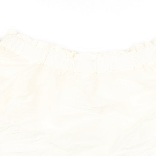 H&M Womens Ivory Cotton Basic T-Shirt Size 4 Off the Shoulder
