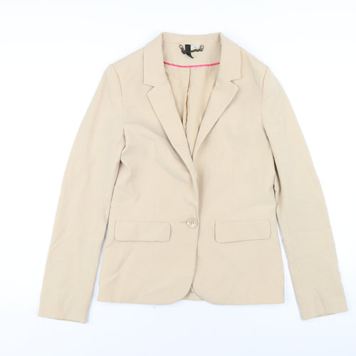 H&M Womens Beige Jacket Blazer Size 8 Button