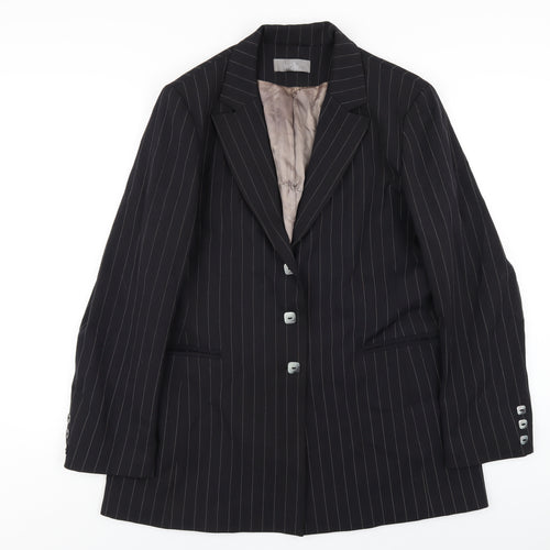 Wallis Womens Black Striped Polyester Jacket Blazer Size 16