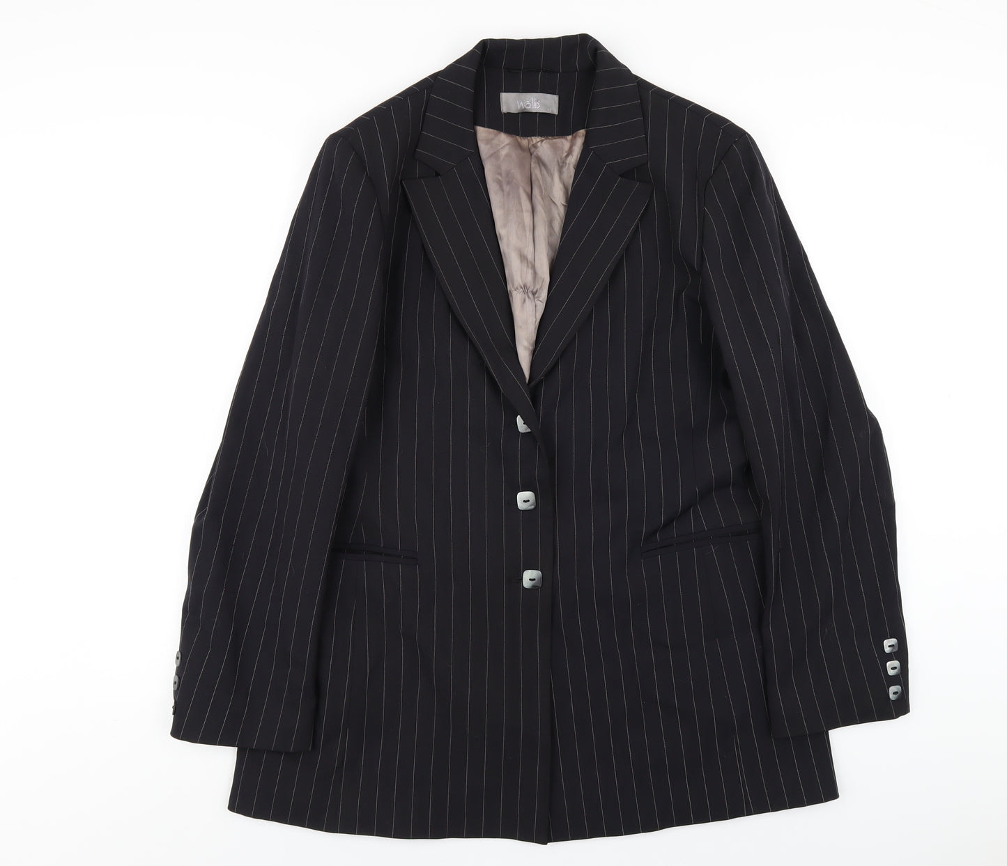 Wallis Womens Black Striped Polyester Jacket Blazer Size 16