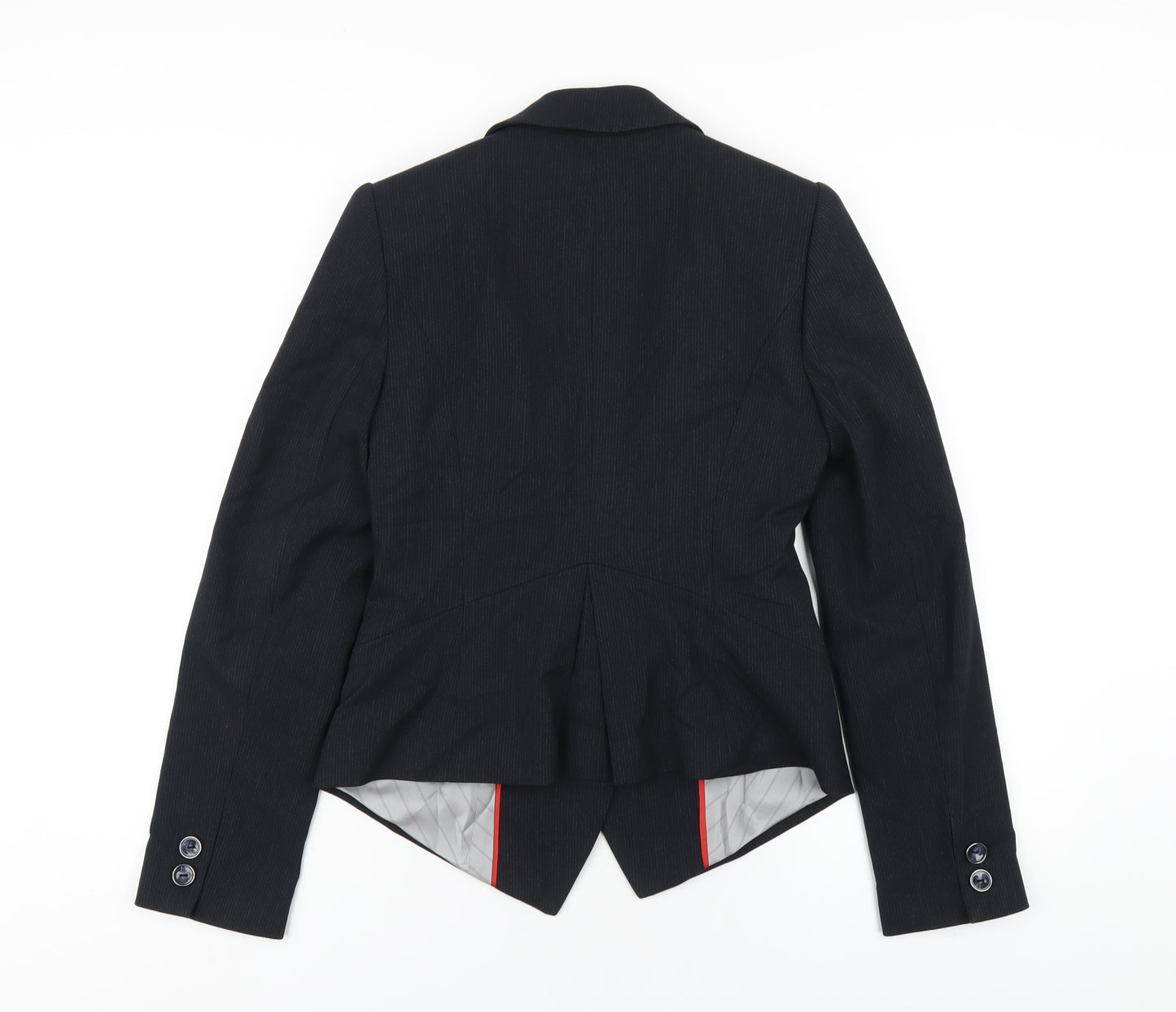 Betty Jackson Womens Blue Striped Polyester Jacket Blazer Size 8
