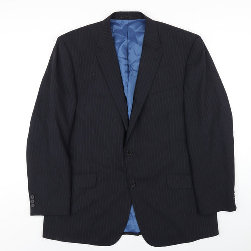 Skopes Mens Black Striped Wool Jacket Blazer Size 46 Regular