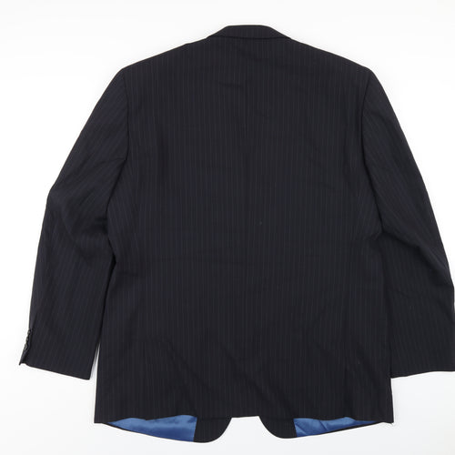Skopes Mens Black Striped Wool Jacket Blazer Size 46 Regular