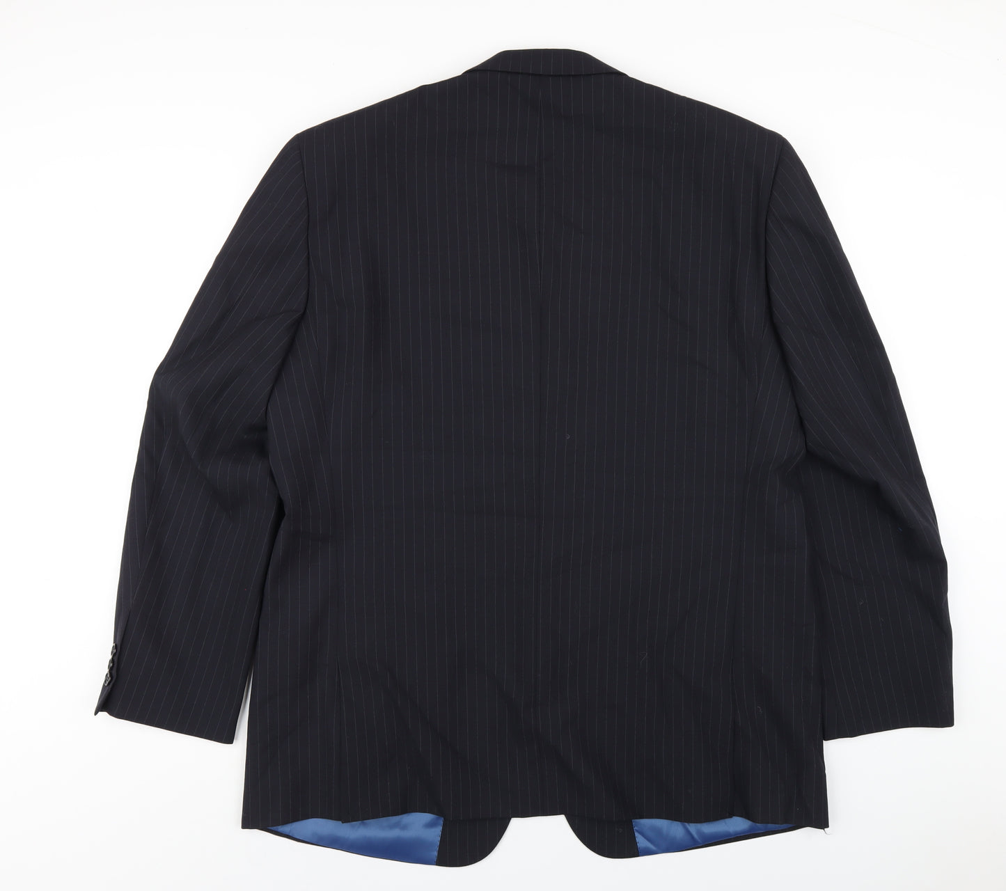 Skopes Mens Black Striped Wool Jacket Blazer Size 46 Regular