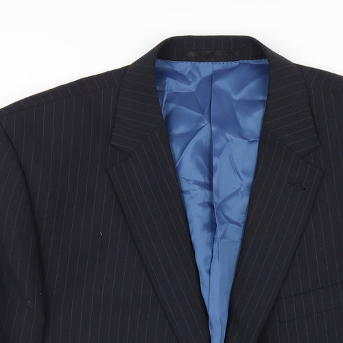 Skopes Mens Black Striped Wool Jacket Blazer Size 46 Regular