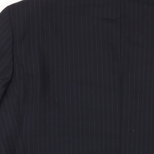Skopes Mens Black Striped Wool Jacket Blazer Size 46 Regular