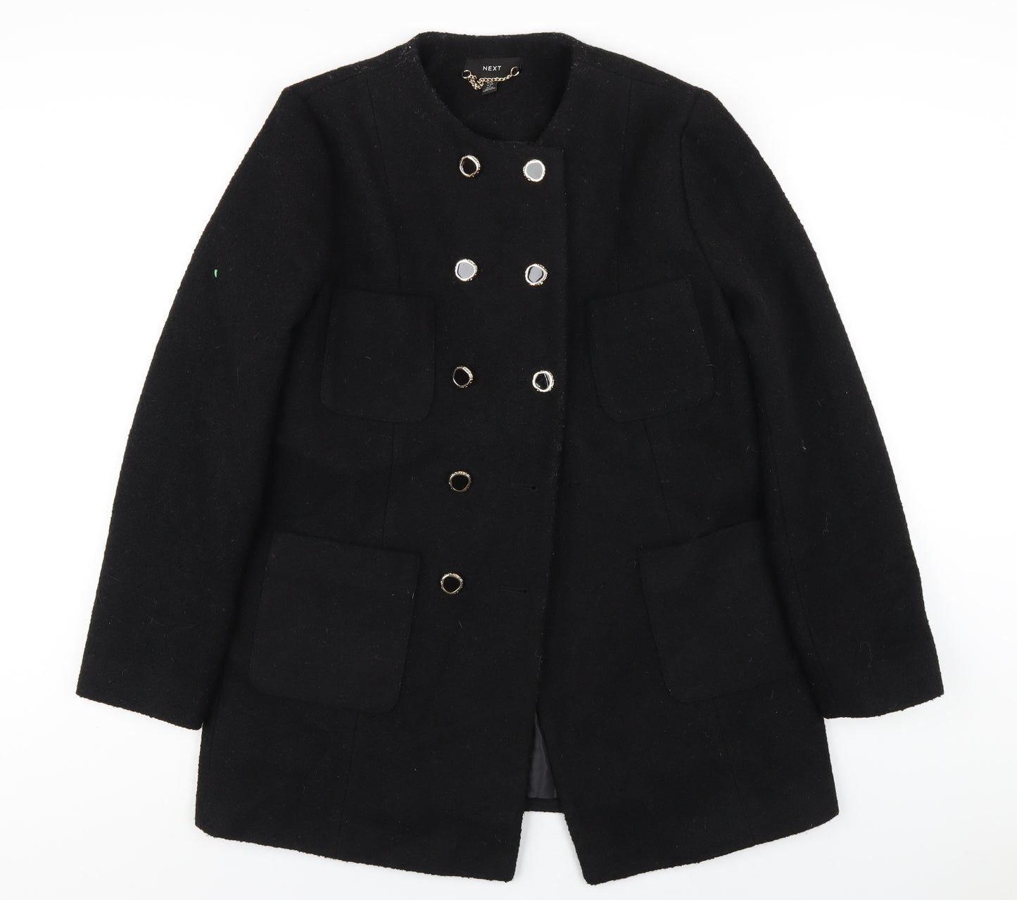 NEXT Womens Black Pea Coat Coat Size 12 Button
