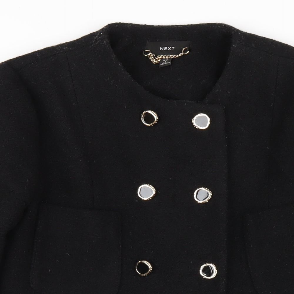 NEXT Womens Black Pea Coat Coat Size 12 Button
