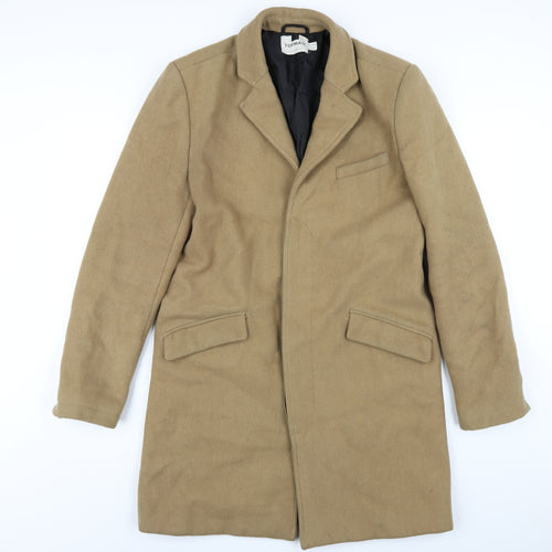 Topman Mens Beige Pea Coat Coat Size S Button