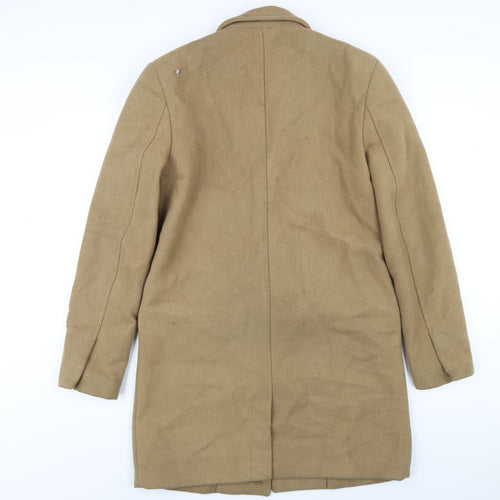 Topman Mens Beige Pea Coat Coat Size S Button