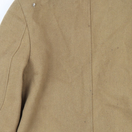 Topman Mens Beige Pea Coat Coat Size S Button