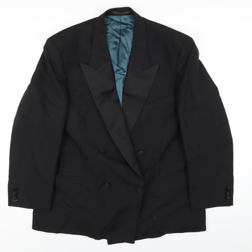 Marks and Spencer Mens Black Polyester Tuxedo Blazer Size 44 Regular